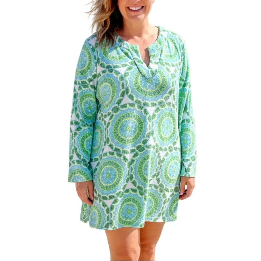 TALBOTS Terry Split Neck Tunic Beach Coverup